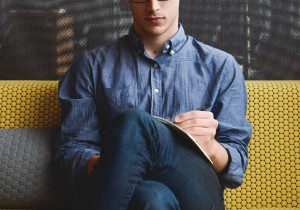 man writing